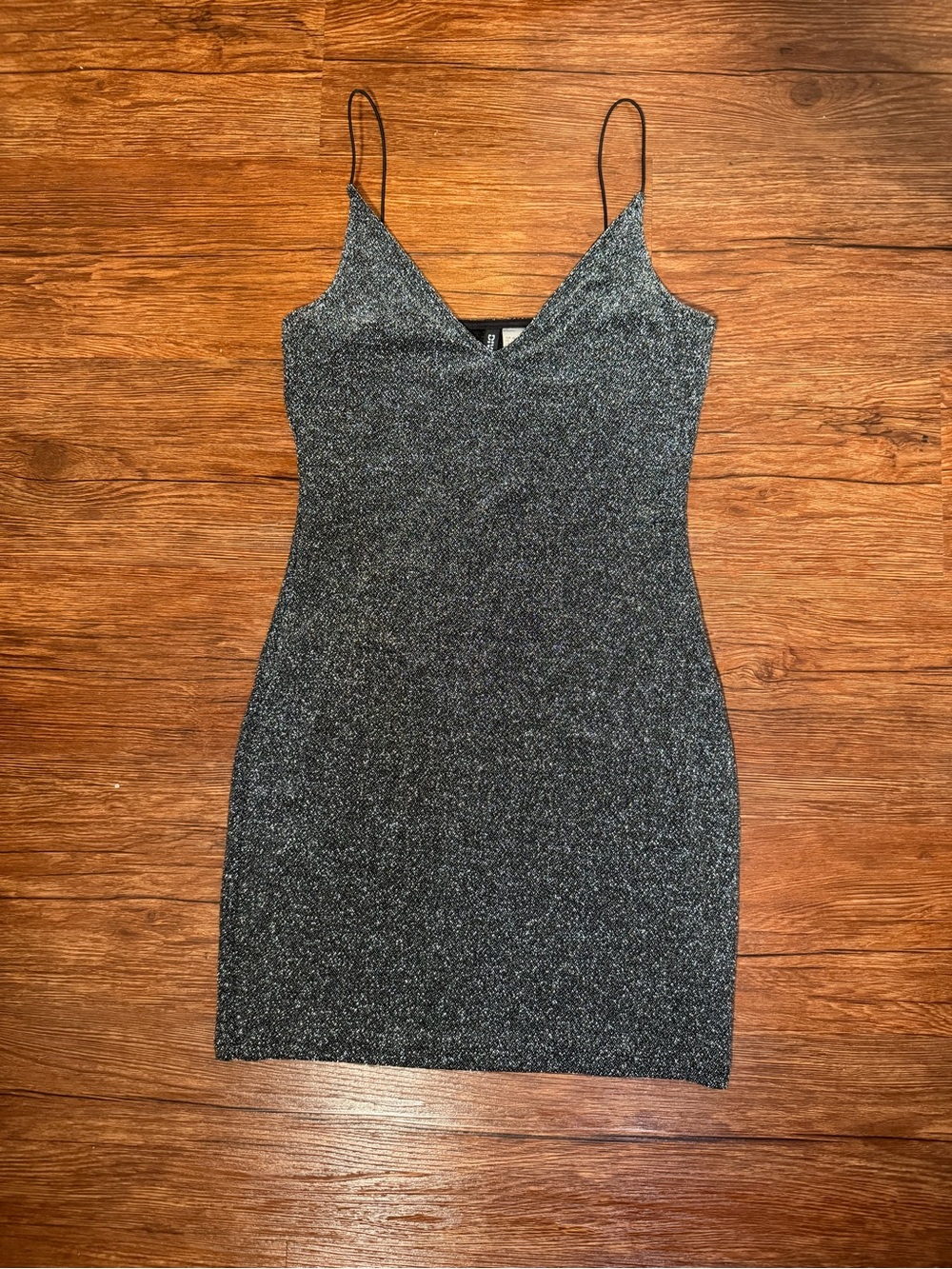 H&M Divided Metallic Shimmer V-Neck Slip Mini Dress